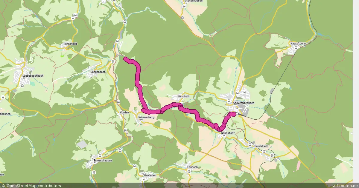 Radroute Grävenwiesbach – Grävenwiesbach – Fernradroute auf Rad-Routen.de