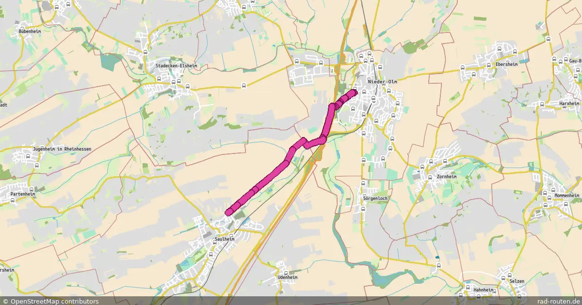 Radroute Nieder-Olm – Saulheim – Fernradroute auf Rad-Routen.de