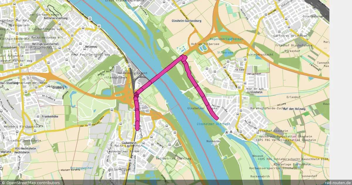 Radroute Laubenheim – Ginsheim – Fernradroute auf Rad-Routen.de