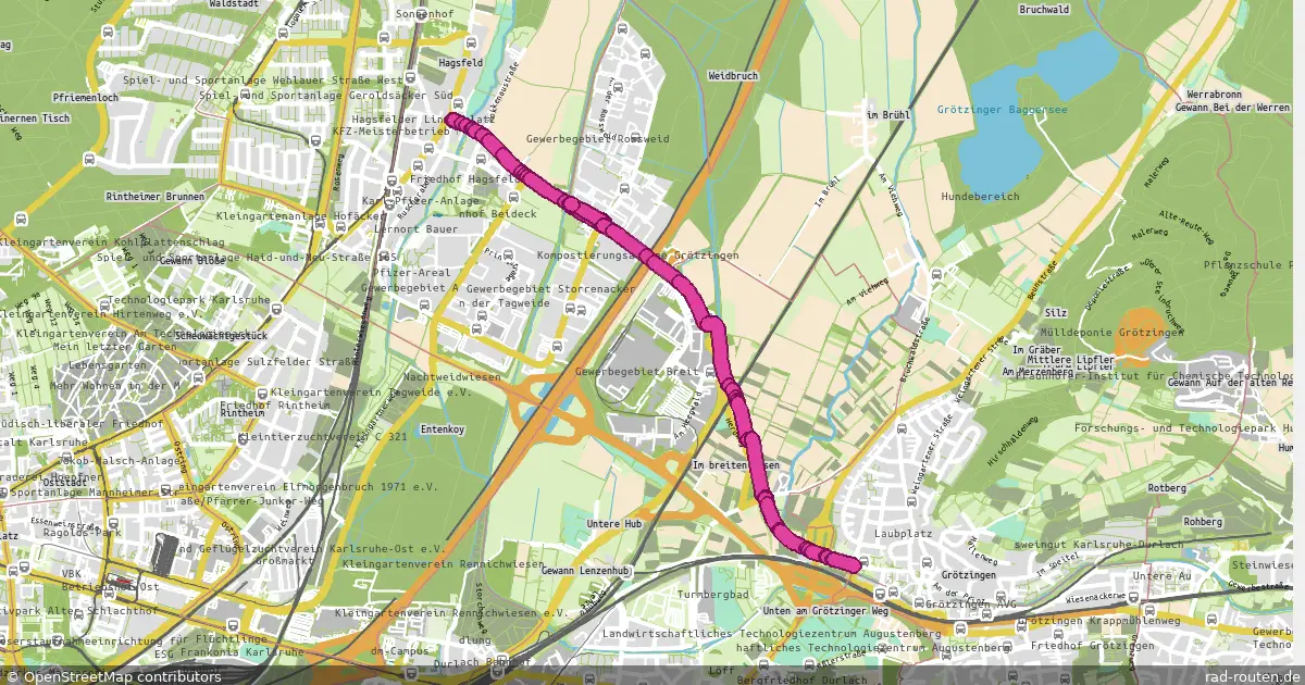 Radroute Karlsruhe – Karlsruhe – Fernradroute auf Rad-Routen.de