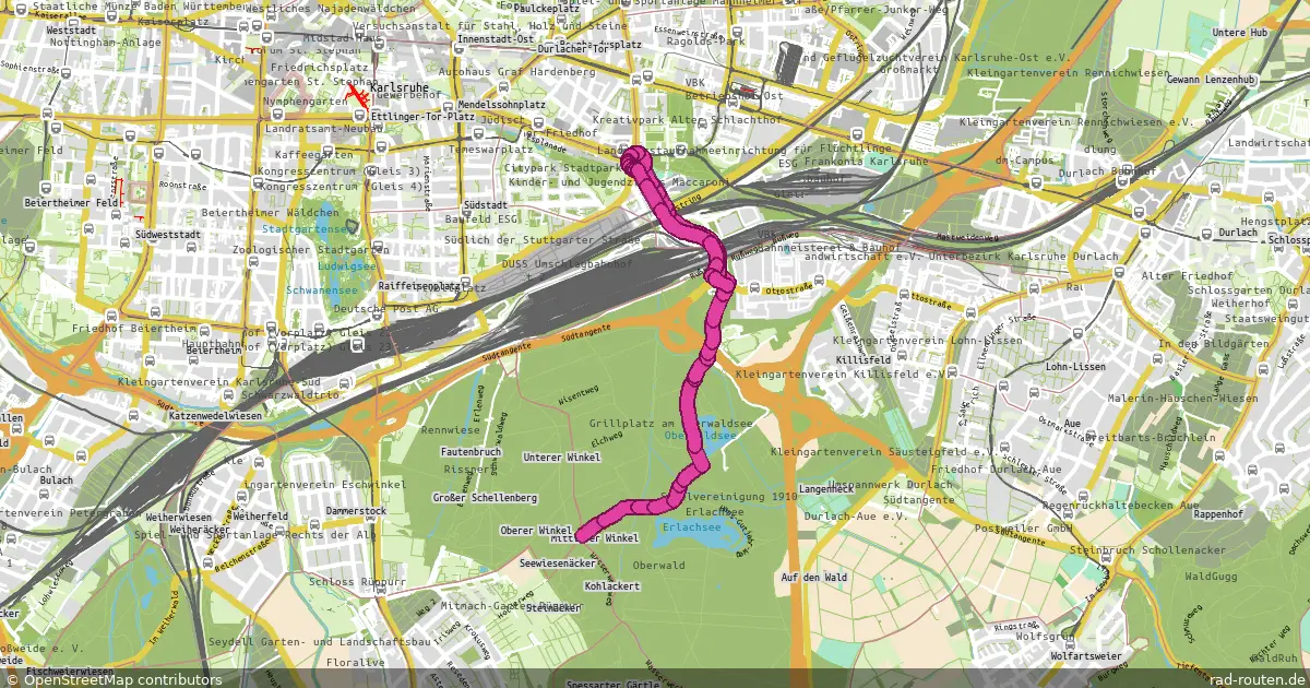 Radroute Karlsruhe – Karlsruhe – Fernradroute auf Rad-Routen.de