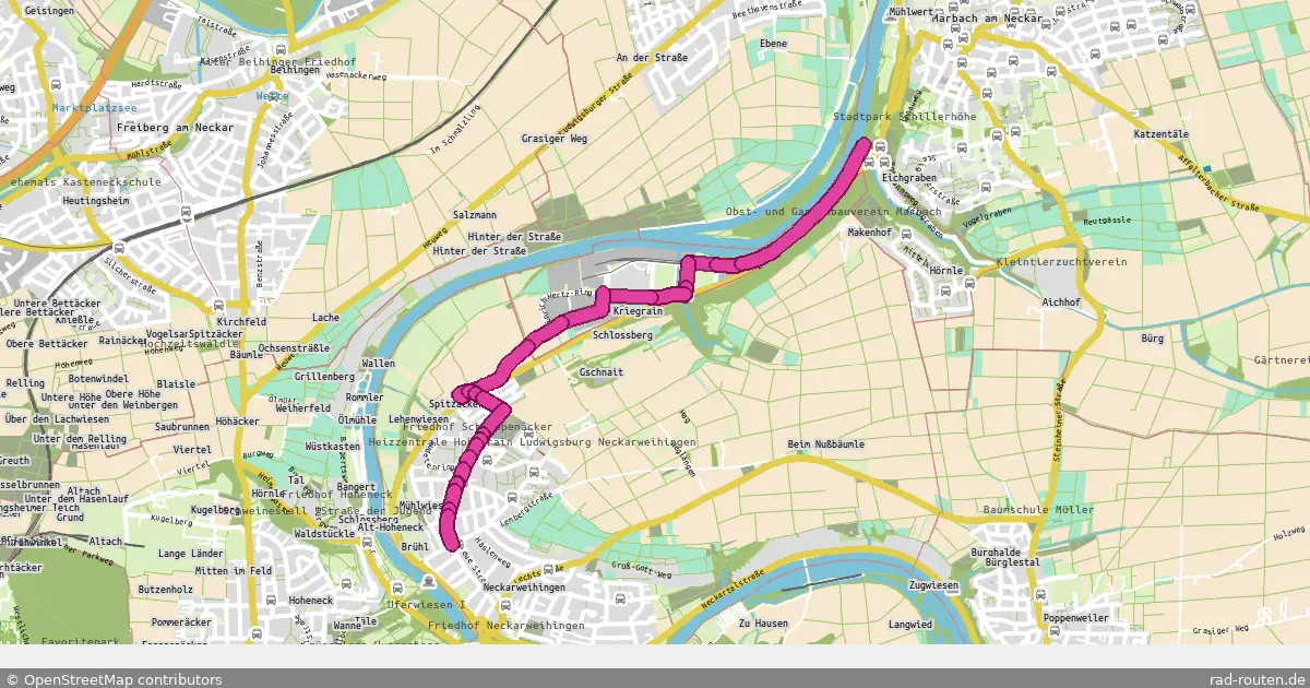 Radroute Marbach am Neckar – Marbach am Neckar – Fernradroute auf Rad-Routen.de