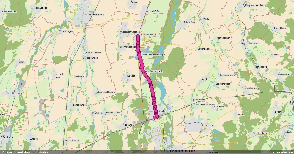 Radroute Klosterlechfeld – Kaufering Bahnhof – Fernradroute auf Rad-Routen.de