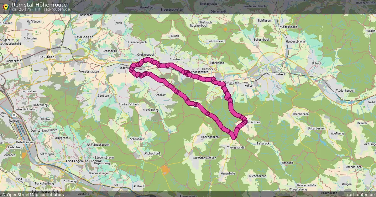 Remstal-Höhenroute (HR) – Fernradroute auf Rad-Routen.de