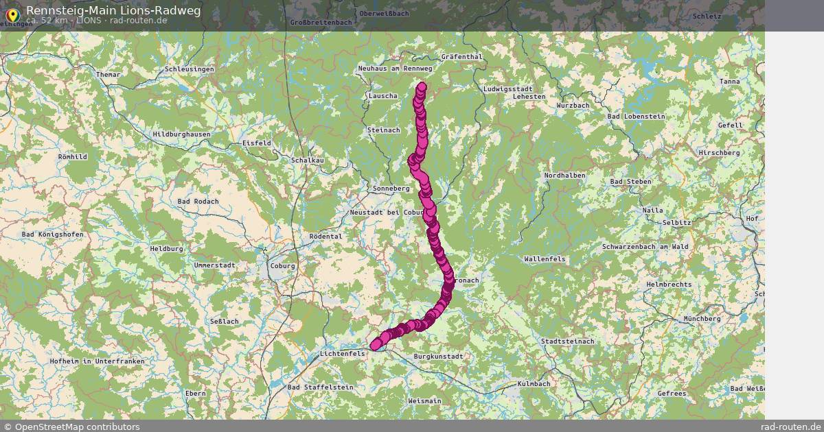 Rennsteig-Main Lions-Radweg (Lions) – Fernradroute auf Rad-Routen.de
