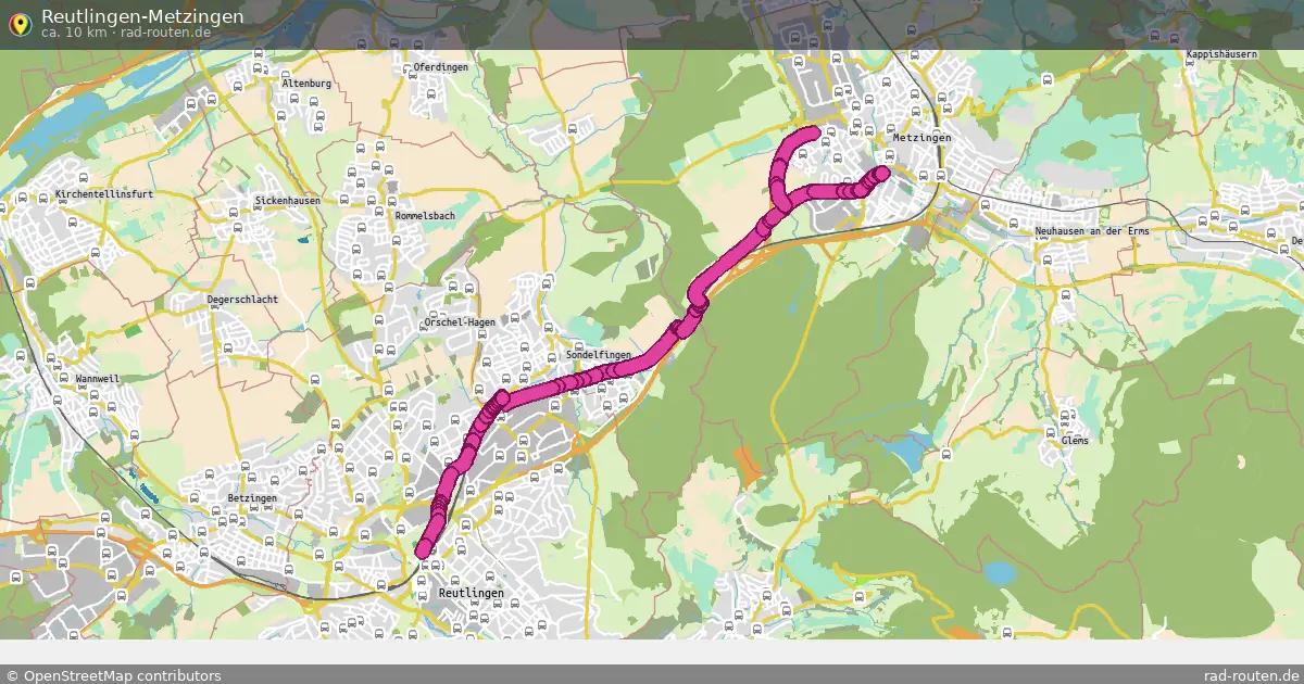 Reutlingen-Metzingen – Fernradroute auf Rad-Routen.de