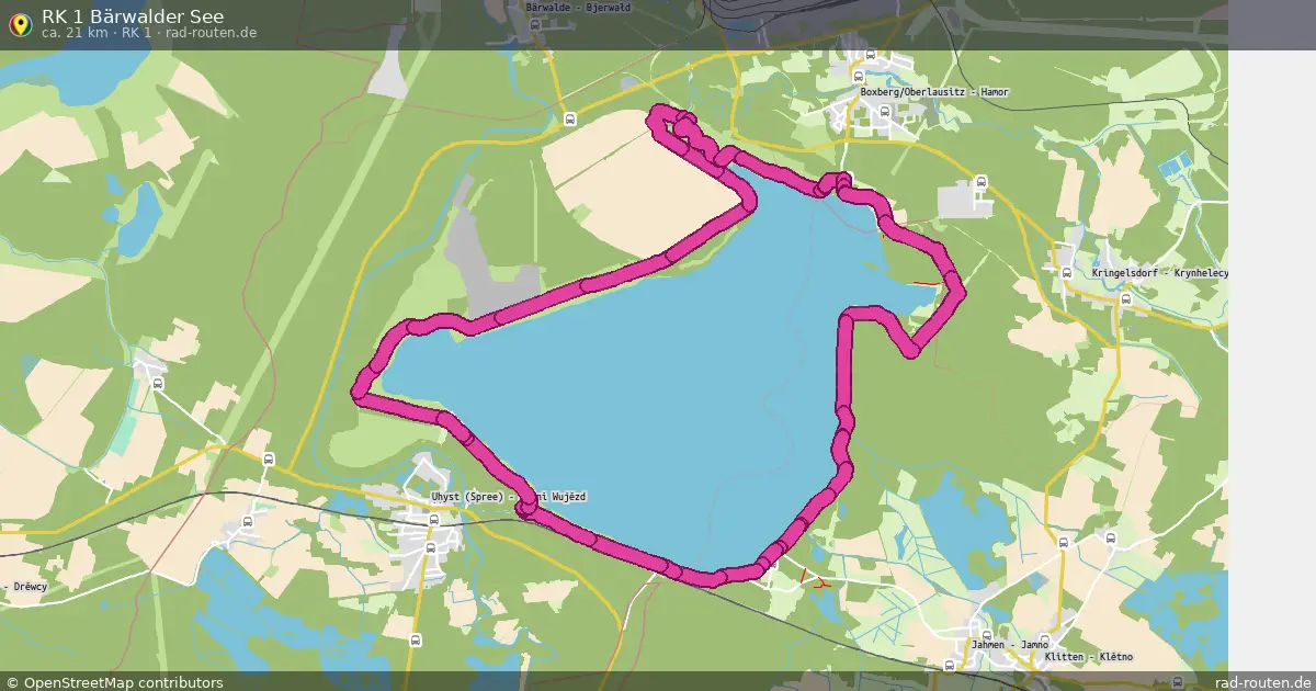 RK 1 Bärwalder See (RK 1) (Rundweg) in Boxberg/O.L. - Hamor – Fernradroute, ca. 21 km auf Rad-Routen.de