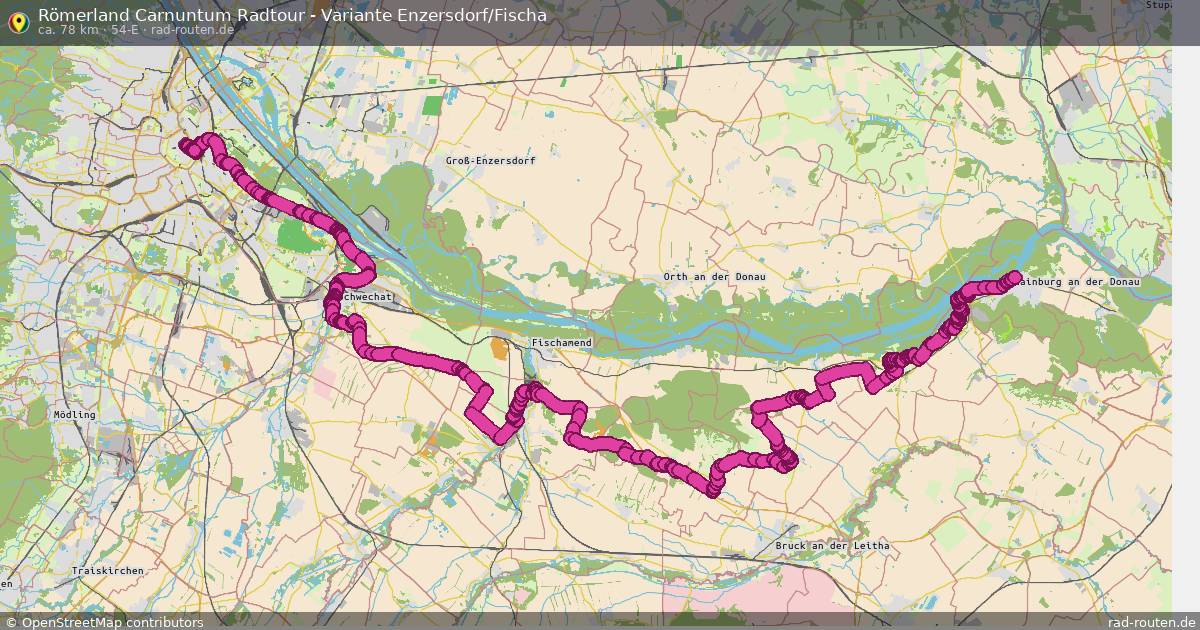 Römerland Carnuntum Radtour - Variante Enzersdorf/Fischa (54-E) – Fernradroute auf Rad-Routen.de