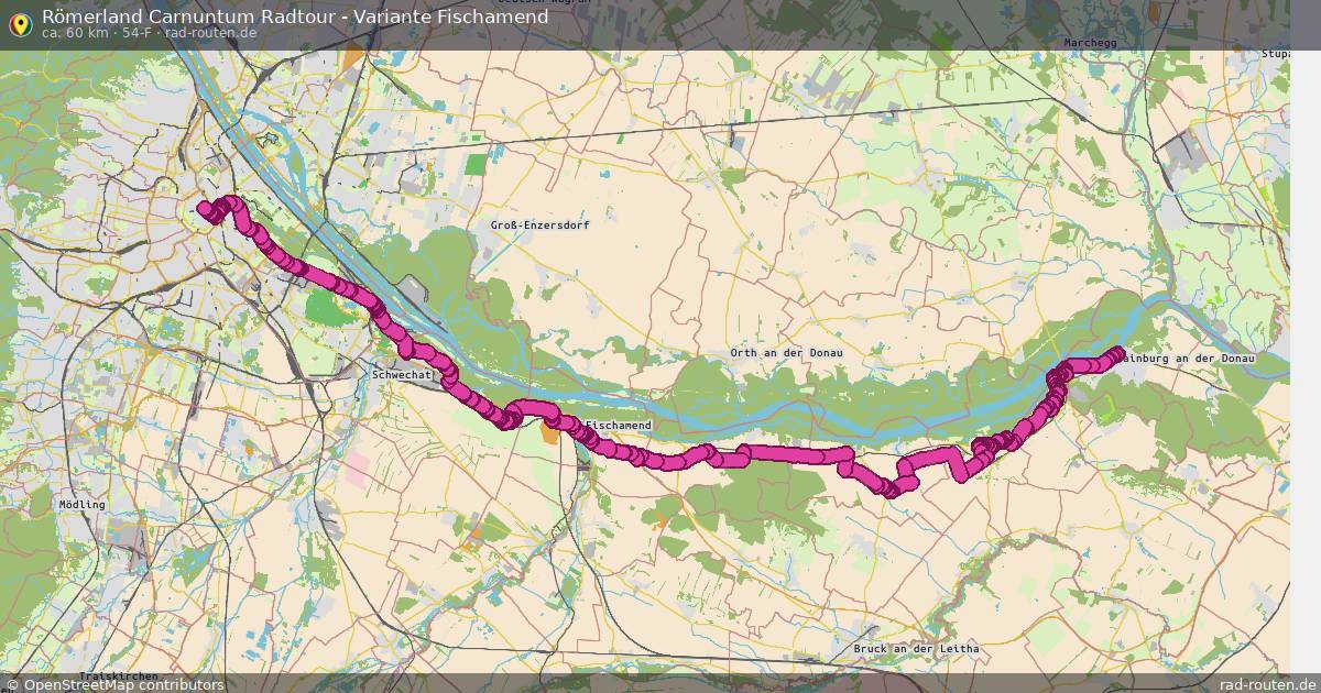 Römerland Carnuntum Radtour - Variante Fischamend (54-F) – Fernradroute auf Rad-Routen.de