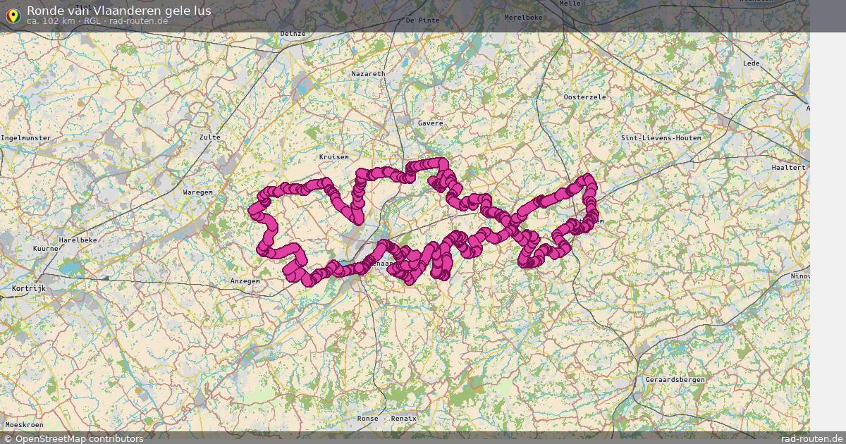 Ronde van Vlaanderen gele lus (RGL) – Fernradroute auf Rad-Routen.de