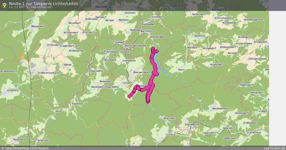 Route 1 zur Talsperre Lichte/Leibis (1) – Fernradroute auf Rad-Routen.de