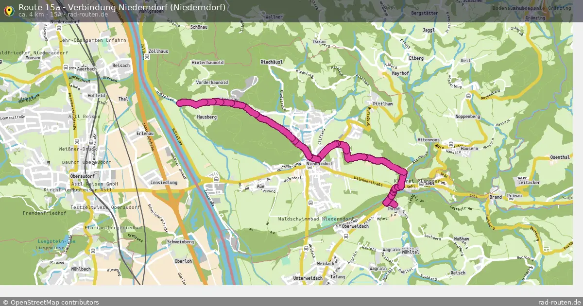 Route 15a - Verbindung Niederndorf (Niederndorf) (15a) – Fernradroute auf Rad-Routen.de