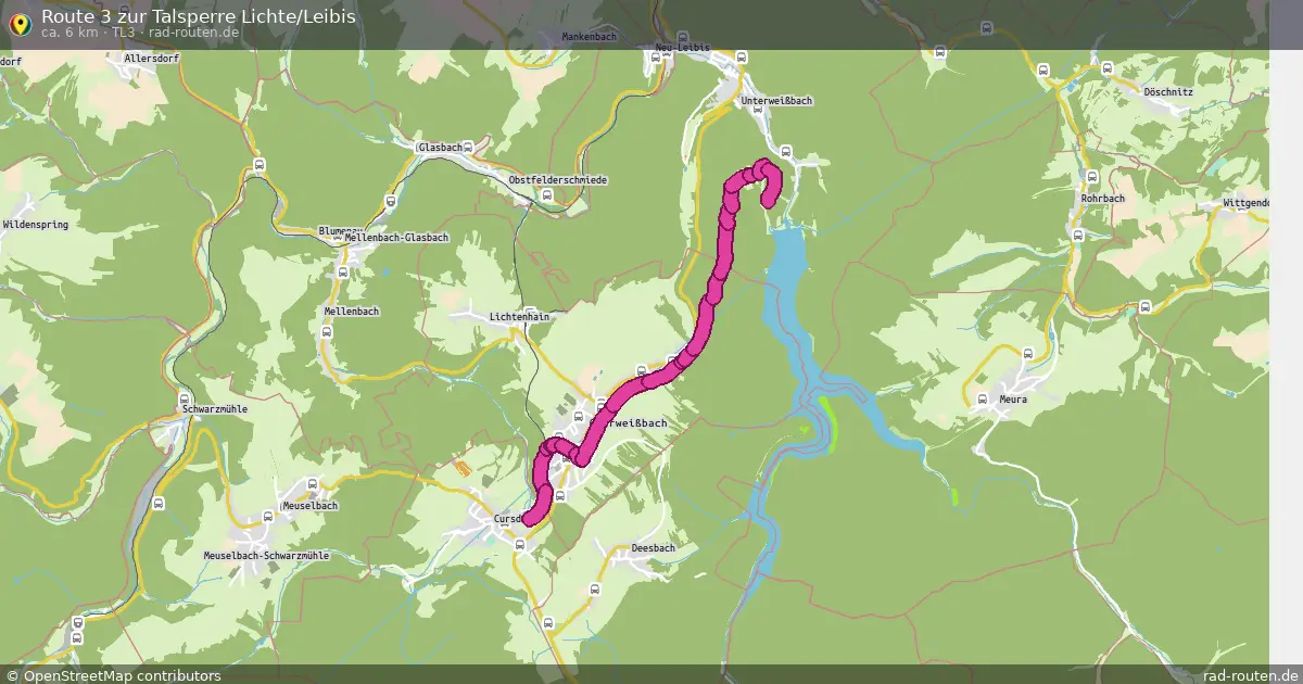 Route 3 zur Talsperre Lichte/Leibis (tl3) – Fernradroute auf Rad-Routen.de