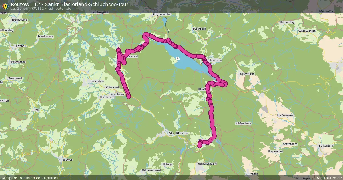 RouteWT 12 - Sankt Blasierland-Schluchsee-Tour (RWT12) – Fernradroute auf Rad-Routen.de