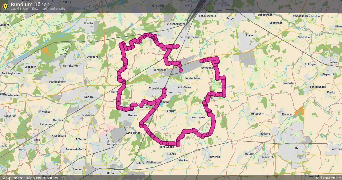 Rund um Bönen (Bö1) – Fernradroute auf Rad-Routen.de