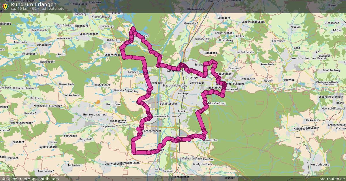Rund um Erlangen (G2) – Fernradroute auf Rad-Routen.de