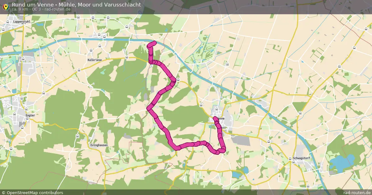 Rund um Venne - Mühle, Moor und Varusschlacht (OC 3) – Fernradroute auf Rad-Routen.de