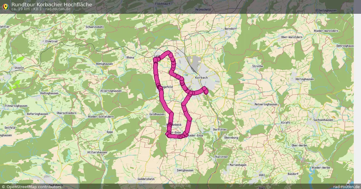 Rundtour Korbacher Hochfläche (KB 1) – Fernradroute auf Rad-Routen.de