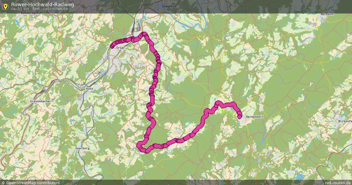 Ruwer-Hochwald-Radweg (RHR) – Fernradroute auf Rad-Routen.de