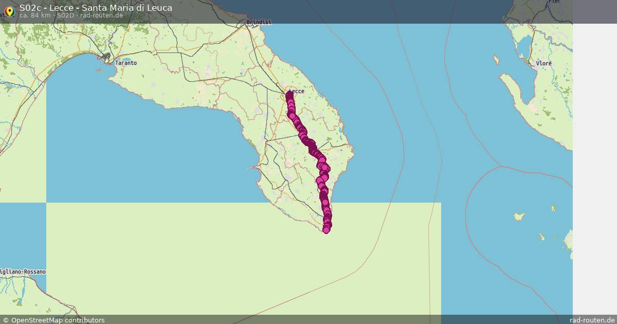 S02c - Lecce - Santa Maria di Leuca (S02d) – Fernradroute auf Rad-Routen.de