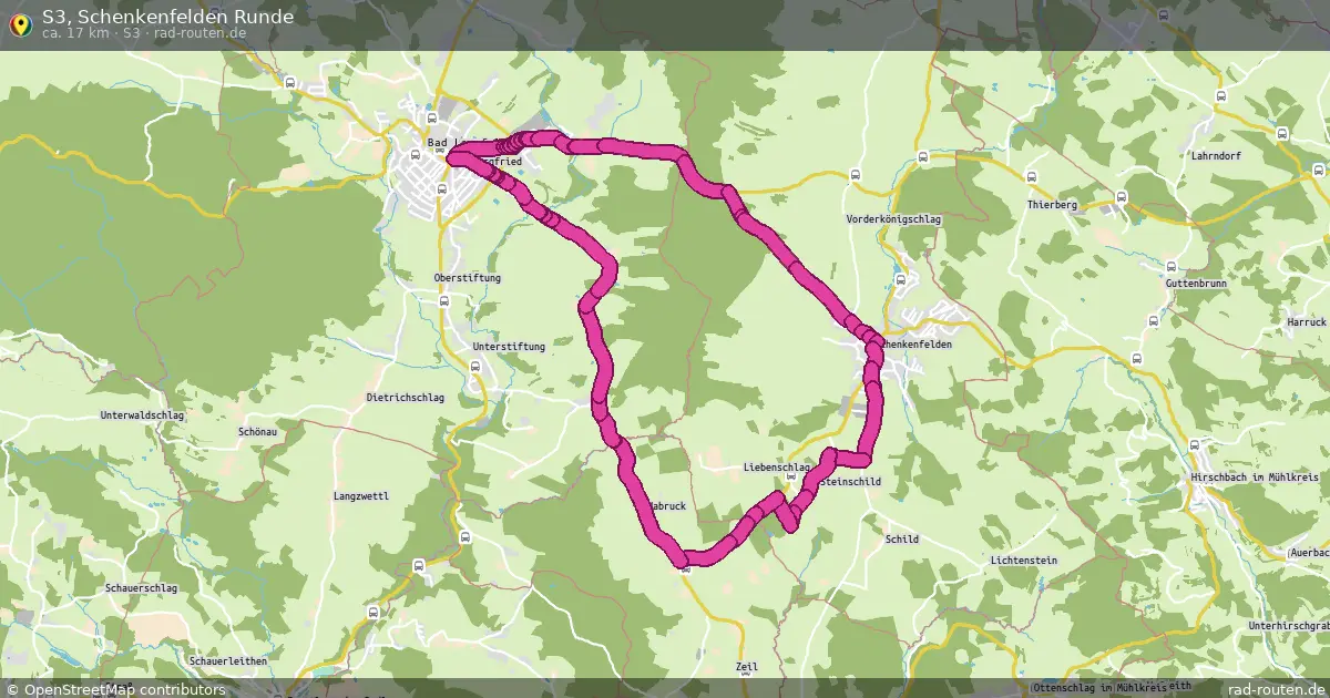 S3, Schenkenfelden Runde (S3) – Fernradroute auf Rad-Routen.de