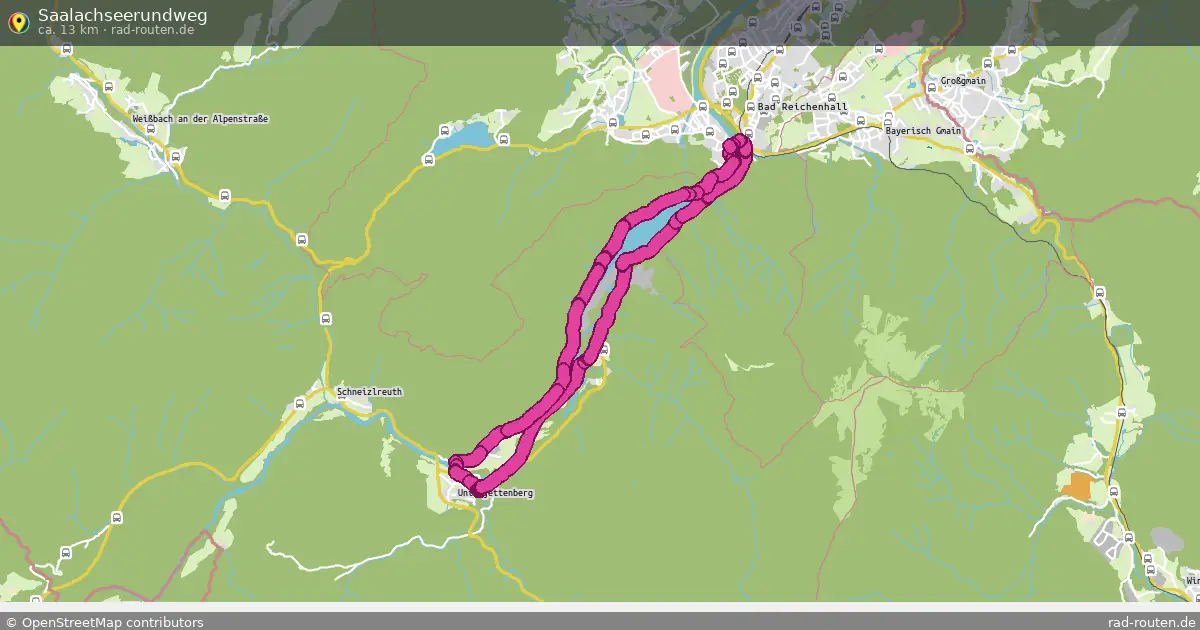 Saalachseerundweg – von Schneizlreuth nach Bad Reichenhall – Fernradroute, ca. 13 km auf Rad-Routen.de