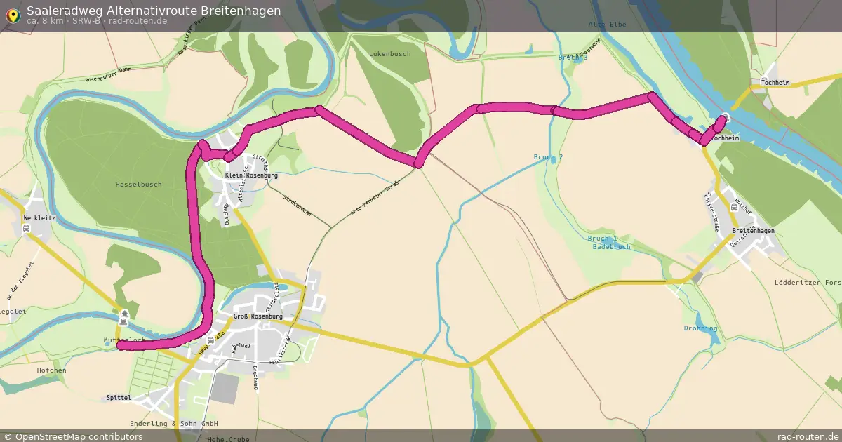 Saaleradweg Alternativroute Breitenhagen (SRW-B) – Fernradroute auf Rad-Routen.de