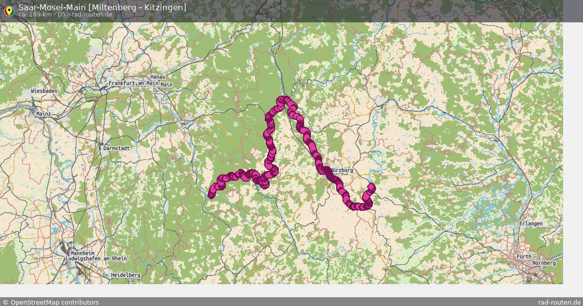 Saar-Mosel-Main [Miltenberg - Kitzingen] (D5) – Fernradroute auf Rad-Routen.de