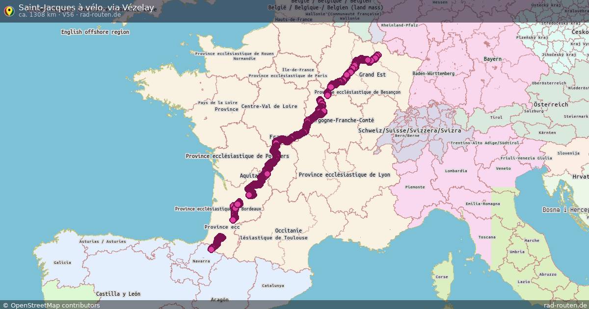 Saint-Jacques à vélo, via Vézelay (V56) – Fernradroute auf Rad-Routen.de