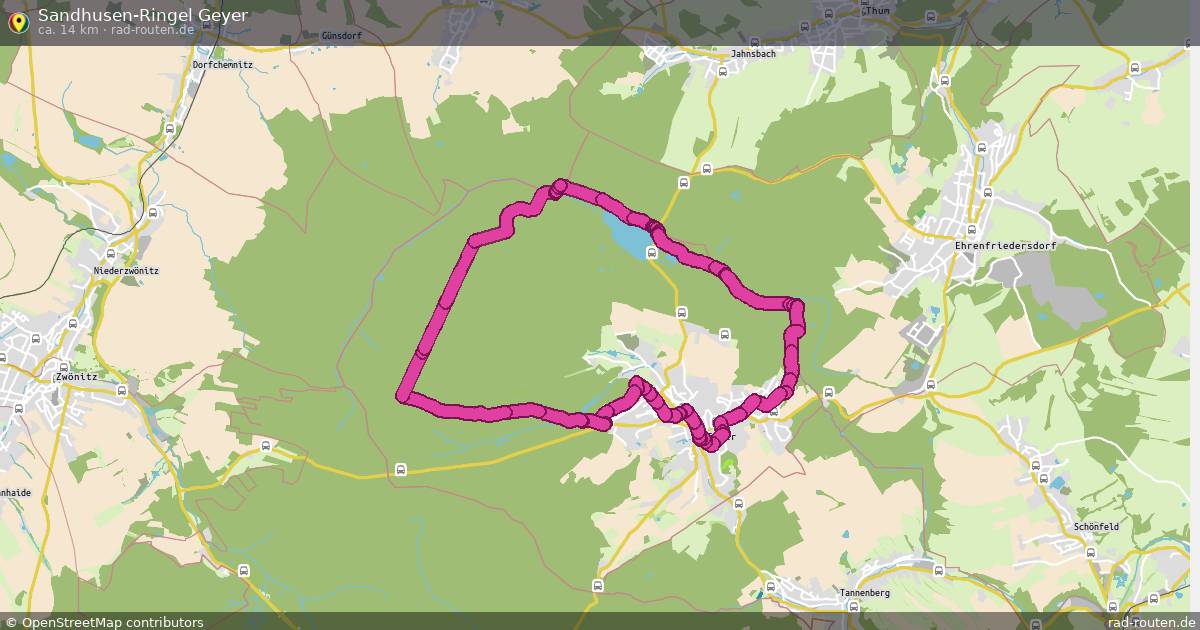 Sandhusen-Ringel Geyer – Fernradroute auf Rad-Routen.de