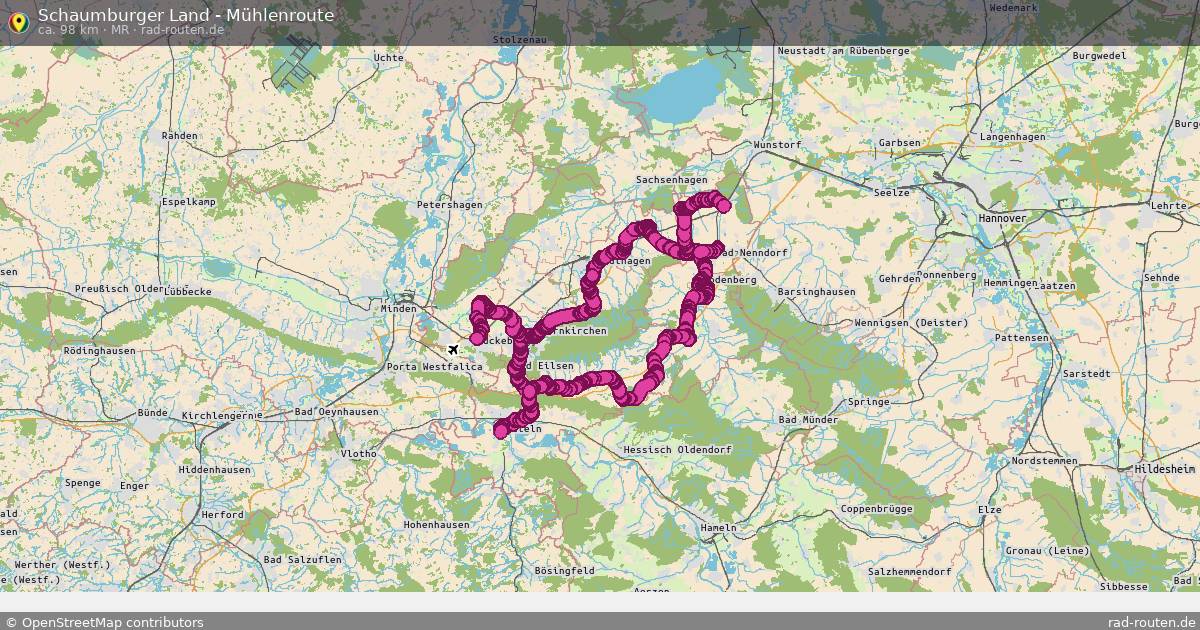 Schaumburger Land - Mühlenroute (MR) – Fernradroute auf Rad-Routen.de