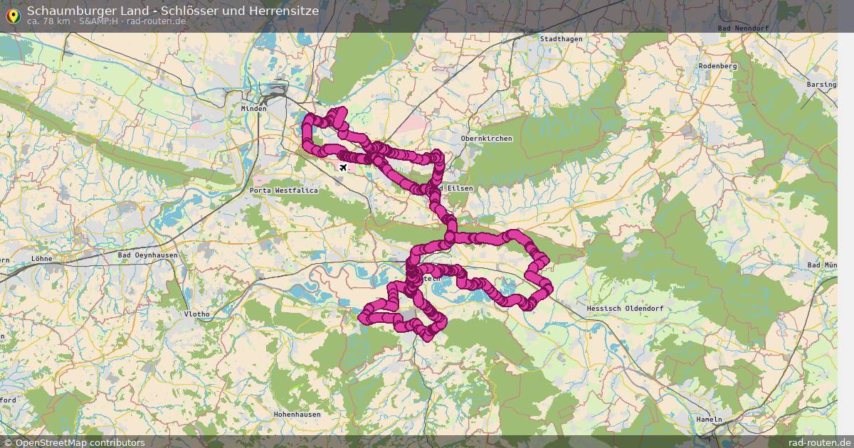 Schaumburger Land - Schlösser und Herrensitze (S&amp;H) – Fernradroute auf Rad-Routen.de
