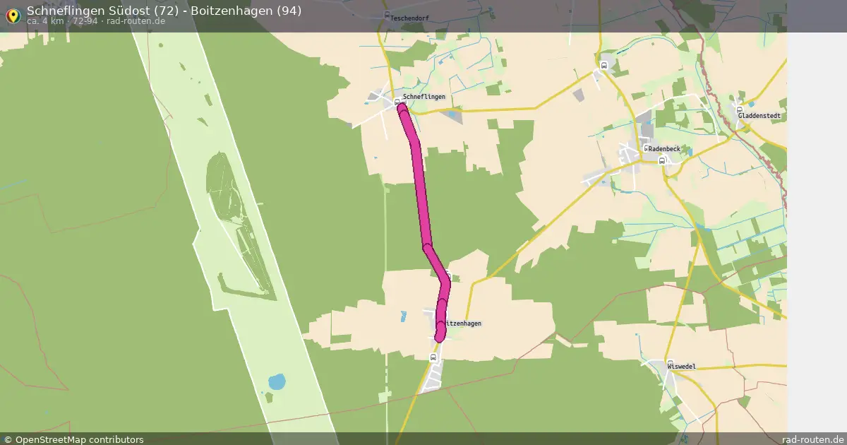 Schneflingen Südost (72) - Boitzenhagen (94) (72-94) – Fernradroute auf Rad-Routen.de
