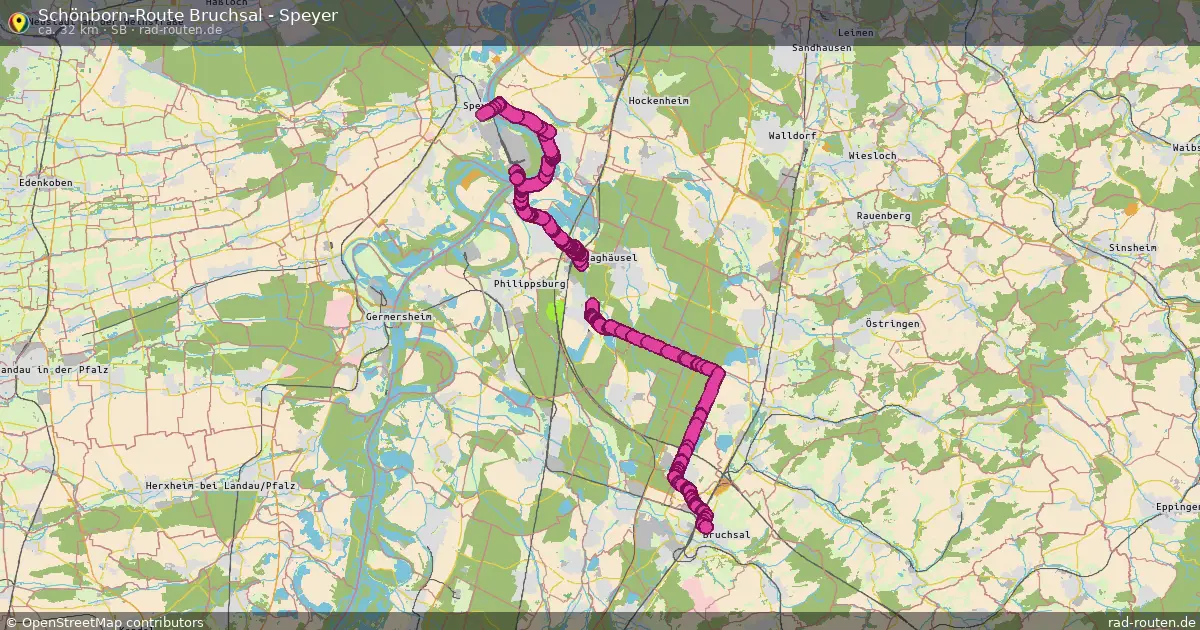Schönborn-Route Bruchsal - Speyer (SB) – Fernradroute auf Rad-Routen.de
