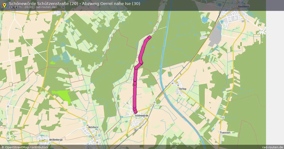 Schönewörde Schützenstraße (20) - Abzweig Oerrel nahe Ise (30) (20-30) – Fernradroute auf Rad-Routen.de