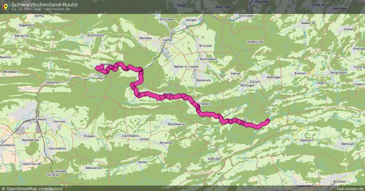 Schwarzbubenland-Route (348) – Fernradroute auf Rad-Routen.de