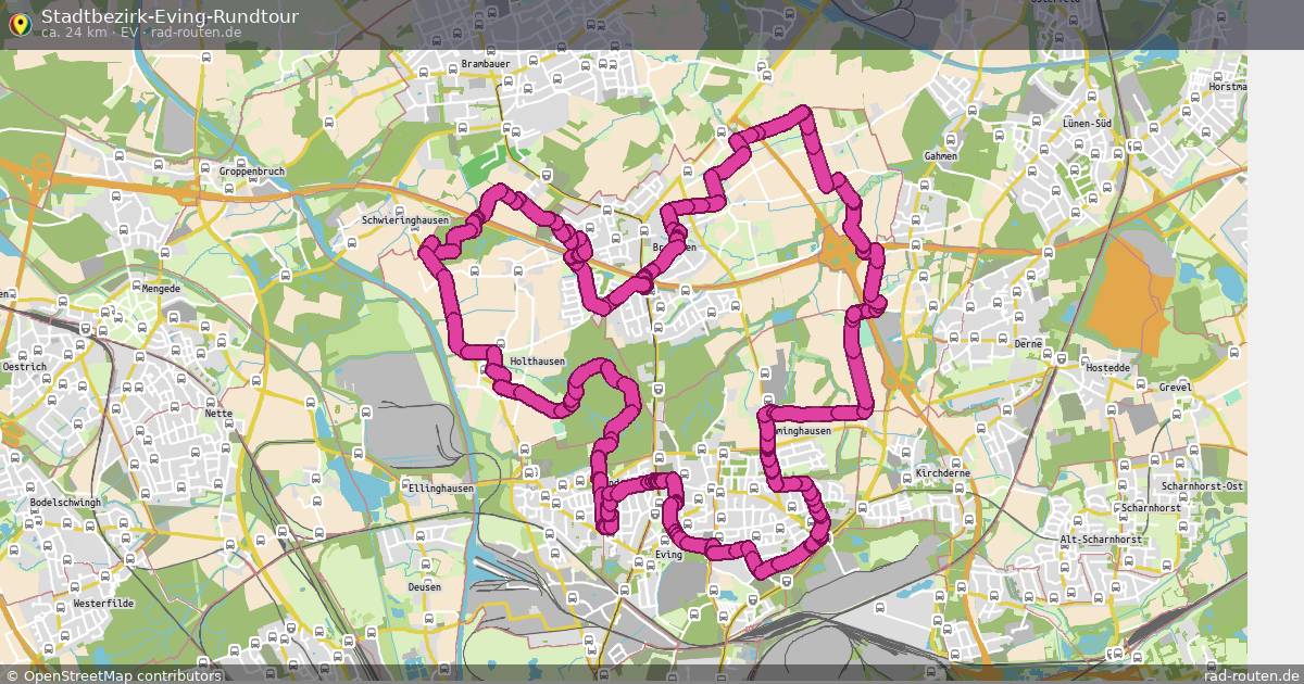 Stadtbezirk-Eving-Rundtour (Ev) – Fernradroute auf Rad-Routen.de