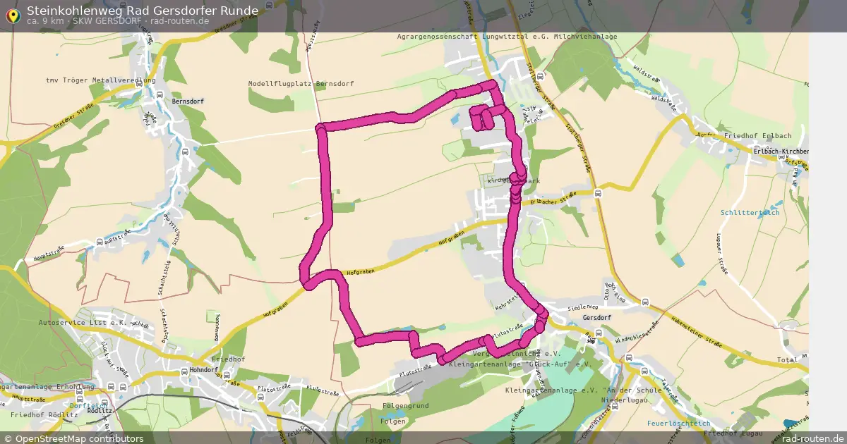 Steinkohlenweg Rad Gersdorfer Runde (SKW Gersdorf) – Fernradroute auf Rad-Routen.de