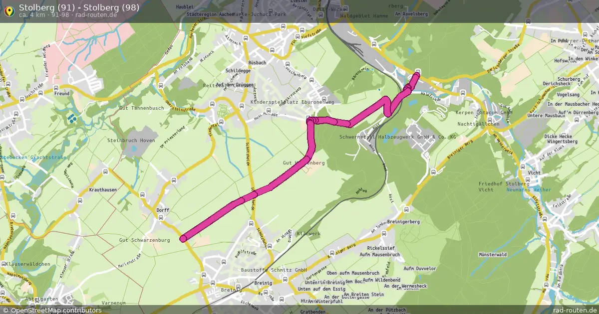 Stolberg (91) - Stolberg (98) (91-98) – Fernradroute auf Rad-Routen.de