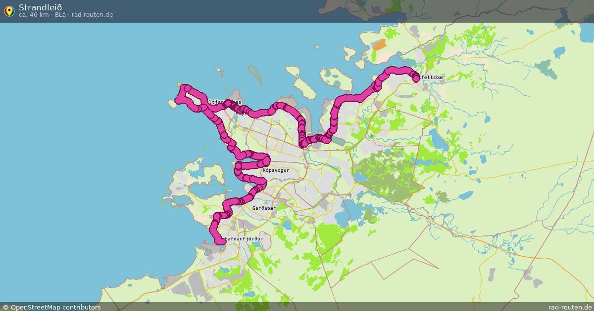 Strandleið (Blá) – Fernradroute auf Rad-Routen.de