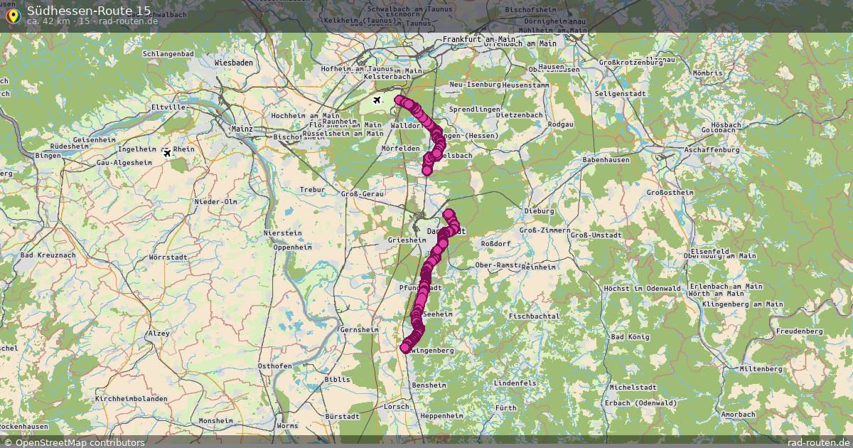 Südhessen-Route 15 (15) – Fernradroute auf Rad-Routen.de