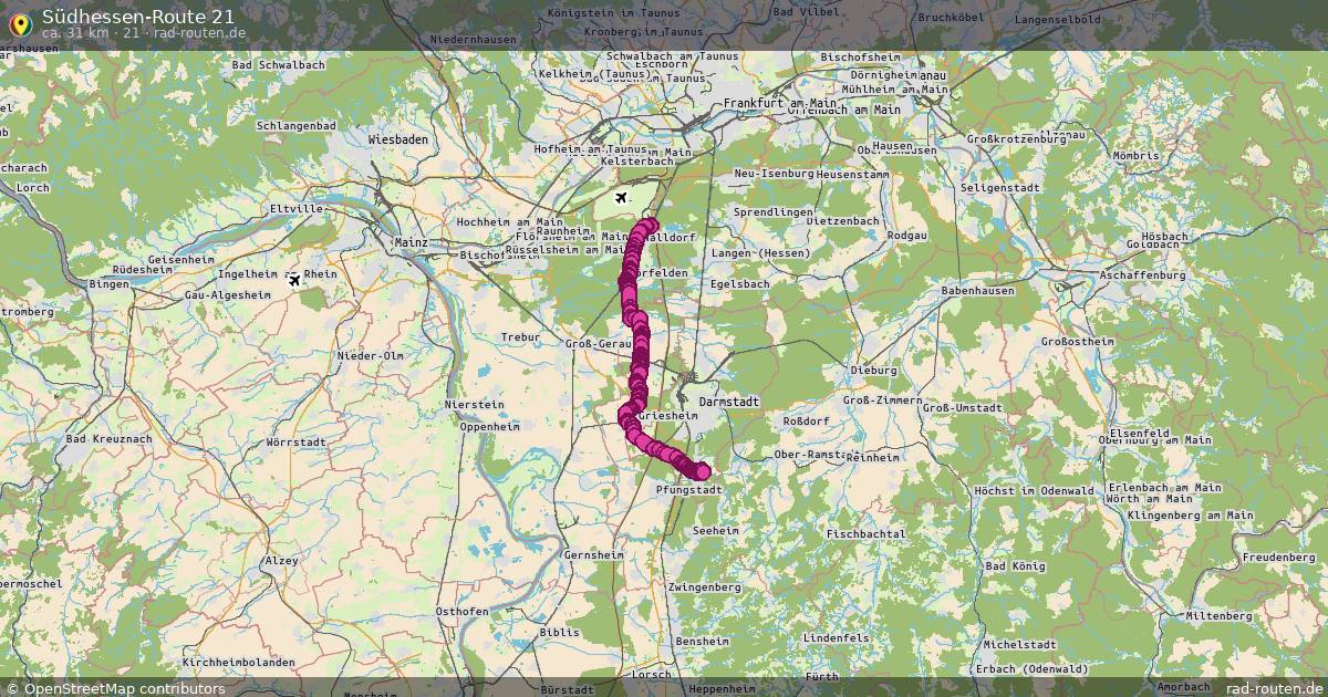 Südhessen-Route 21 (21) – Fernradroute auf Rad-Routen.de