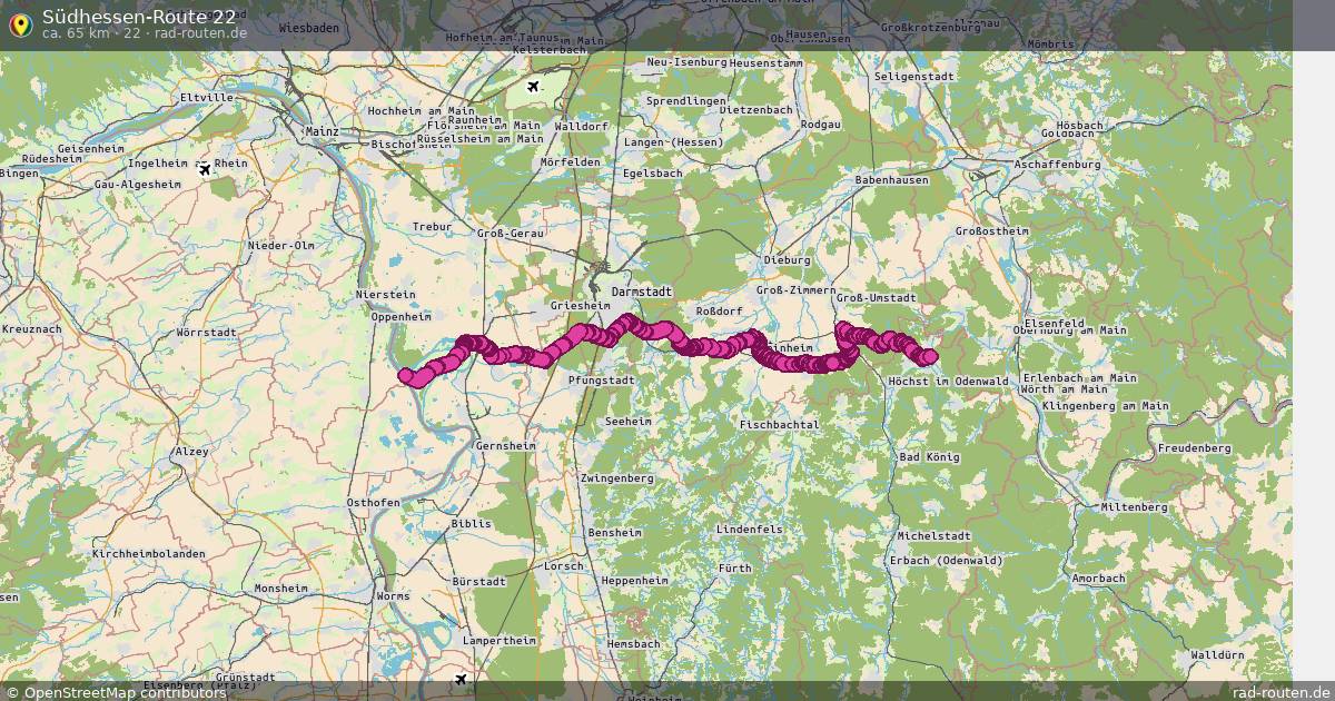 Südhessen-Route 22 (22) – Fernradroute auf Rad-Routen.de