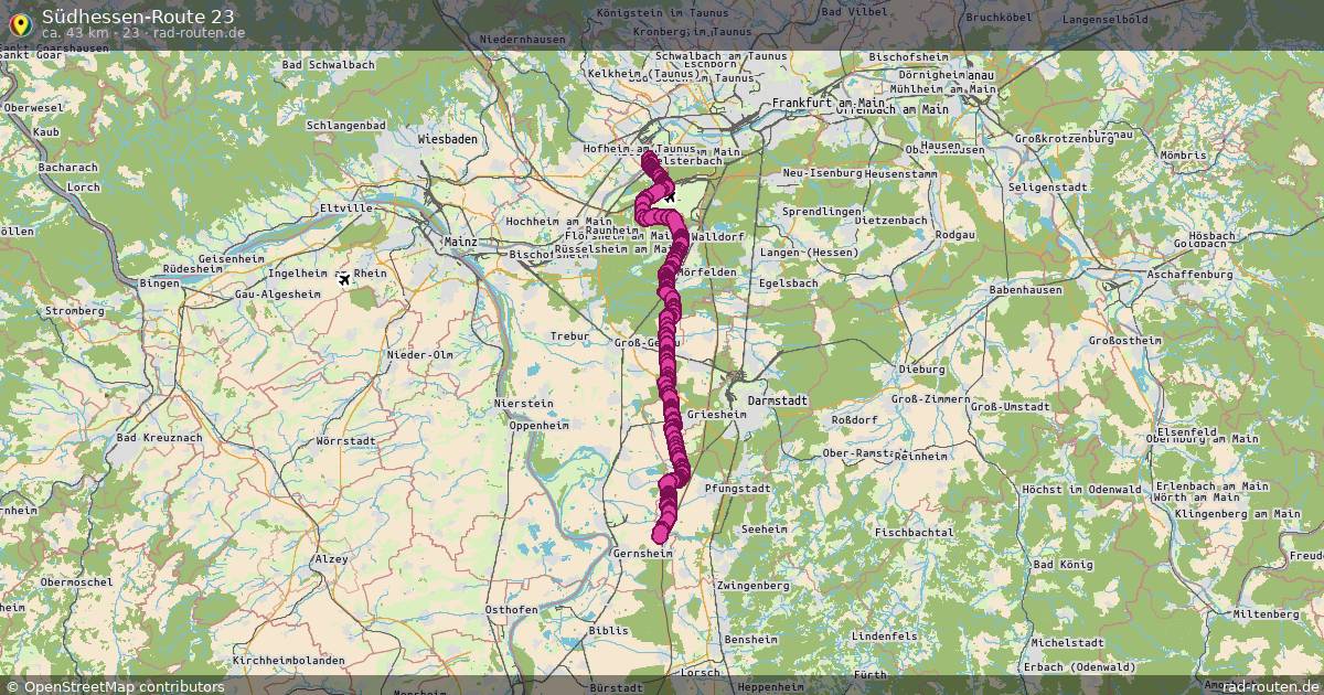 Südhessen-Route 23 (23) – Fernradroute auf Rad-Routen.de