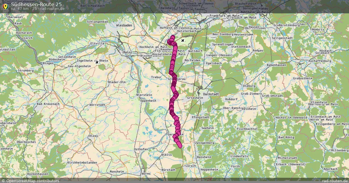 Südhessen-Route 25 (25) – Fernradroute auf Rad-Routen.de