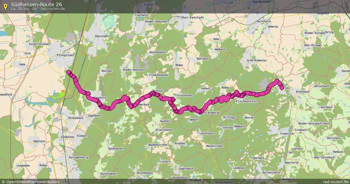 Südhessen-Route 26 (26) – Fernradroute auf Rad-Routen.de