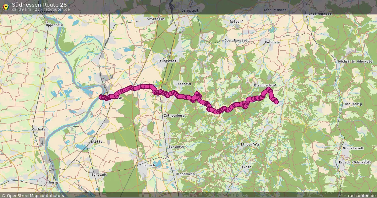 Südhessen-Route 28 (28) – Fernradroute auf Rad-Routen.de