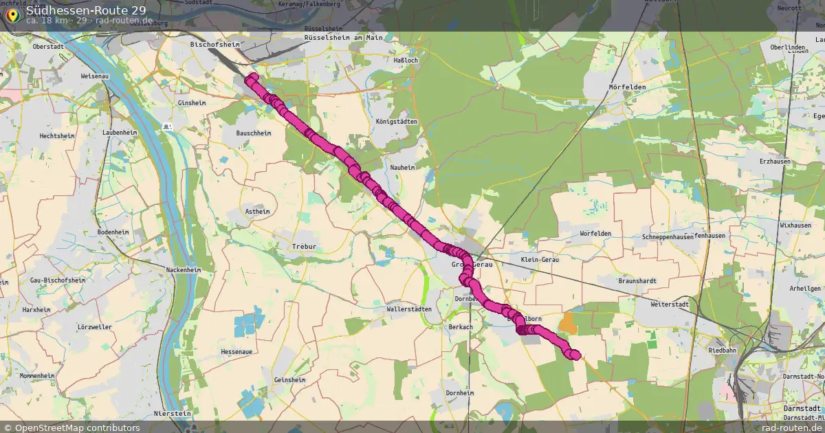 Südhessen-Route 29 (29) – Fernradroute auf Rad-Routen.de