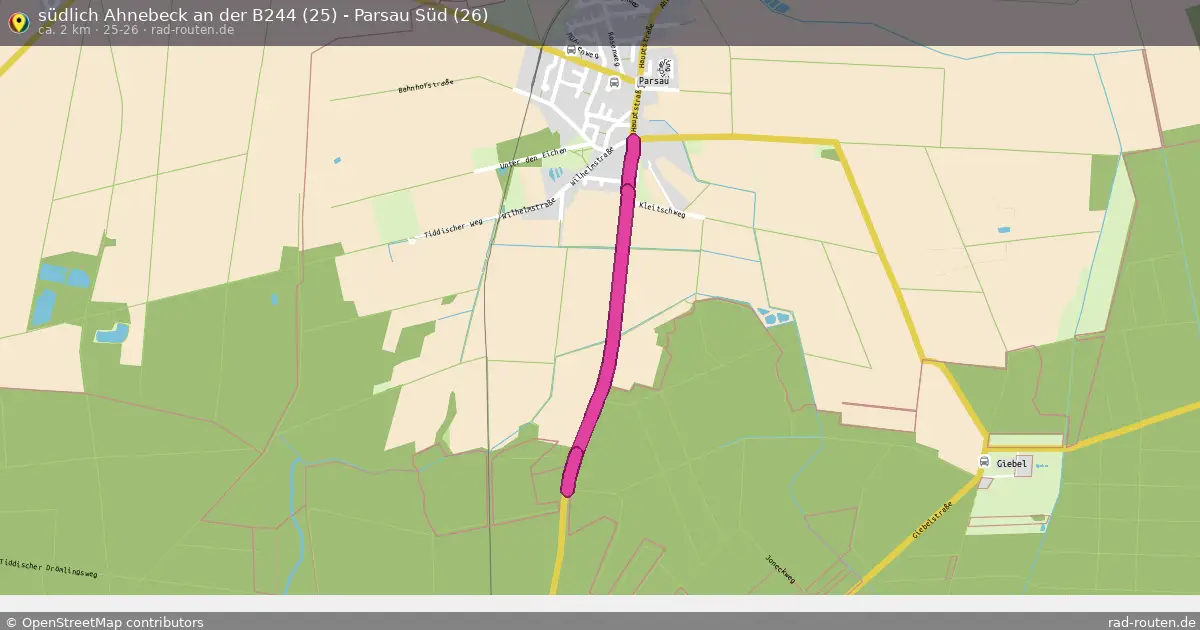 südlich Ahnebeck an der B244 (25) - Parsau Süd (26) (25-26) – Fernradroute auf Rad-Routen.de