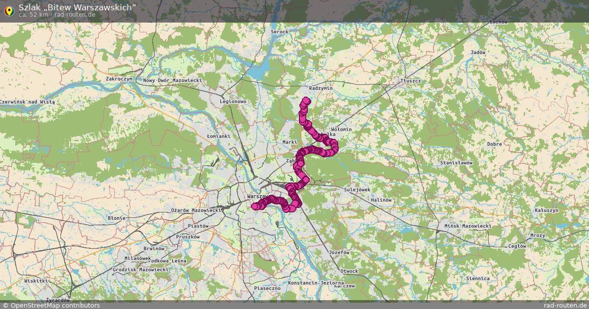 Szlak „Bitew Warszawskich” – Fernradroute auf Rad-Routen.de